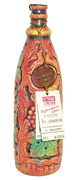 NEW! "Kindzmarauli", sweet red wine from Georgia, in special souvenir bottle, Putevie zametki, 11%, 0.75L