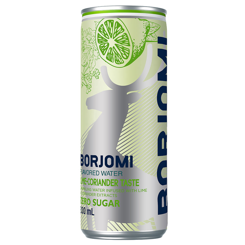 NEW! Flavored sparkling water "Borjomi", lime and coriander, sugar free, 0.33L
