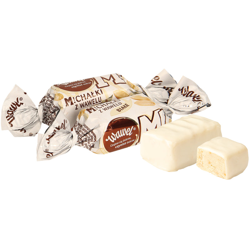 NEW! White coated peanut candies “Michatki z Wawelu Biale”, 200g