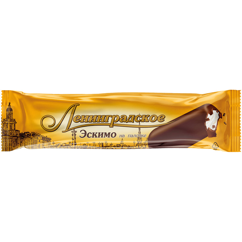 Мороженое ванильное с какао глазурью, на палочке "Ленинградское", классическое 80мл